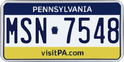 PA license plate MSN7548