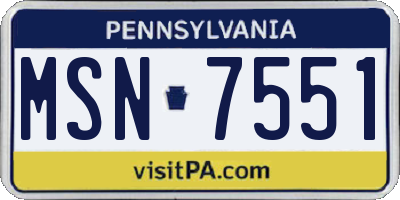 PA license plate MSN7551