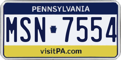 PA license plate MSN7554