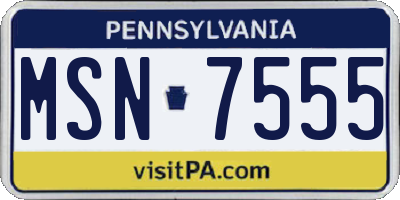 PA license plate MSN7555