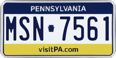 PA license plate MSN7561