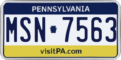 PA license plate MSN7563