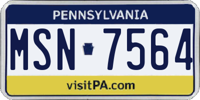 PA license plate MSN7564