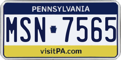 PA license plate MSN7565