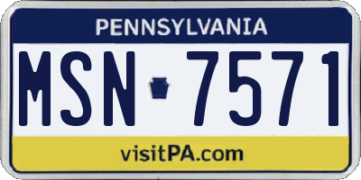 PA license plate MSN7571