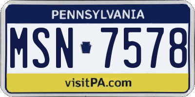 PA license plate MSN7578