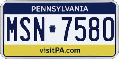 PA license plate MSN7580