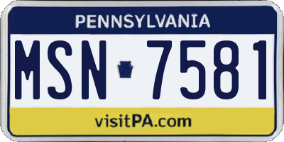 PA license plate MSN7581