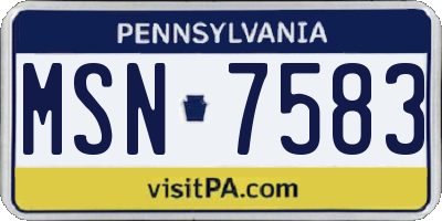 PA license plate MSN7583