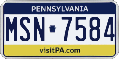 PA license plate MSN7584