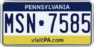 PA license plate MSN7585