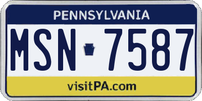 PA license plate MSN7587