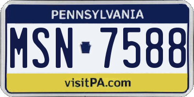 PA license plate MSN7588