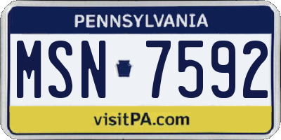 PA license plate MSN7592