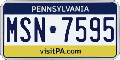PA license plate MSN7595