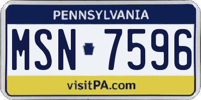 PA license plate MSN7596