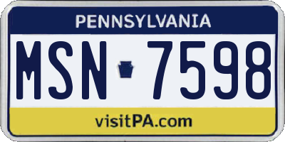 PA license plate MSN7598