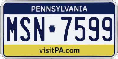 PA license plate MSN7599