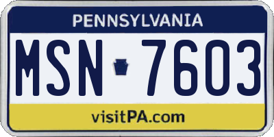 PA license plate MSN7603