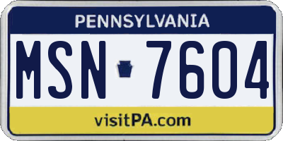 PA license plate MSN7604