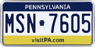 PA license plate MSN7605