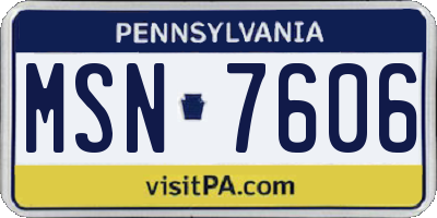 PA license plate MSN7606