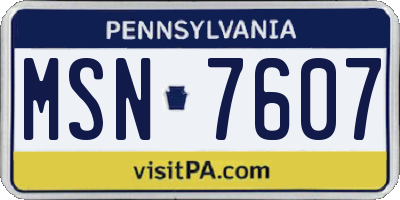 PA license plate MSN7607