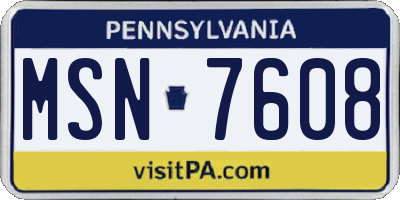 PA license plate MSN7608