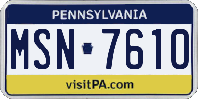 PA license plate MSN7610