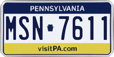 PA license plate MSN7611
