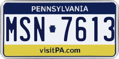 PA license plate MSN7613