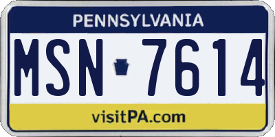 PA license plate MSN7614