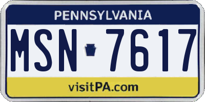 PA license plate MSN7617
