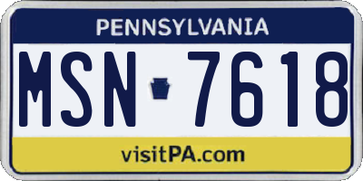 PA license plate MSN7618