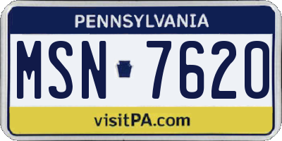 PA license plate MSN7620