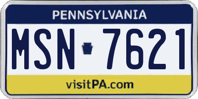 PA license plate MSN7621