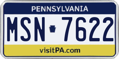 PA license plate MSN7622