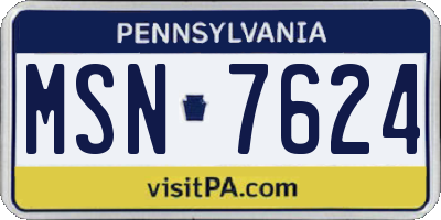 PA license plate MSN7624