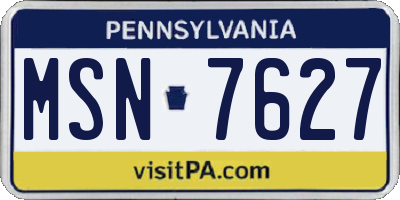 PA license plate MSN7627