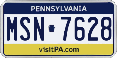 PA license plate MSN7628