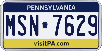 PA license plate MSN7629