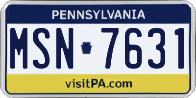 PA license plate MSN7631