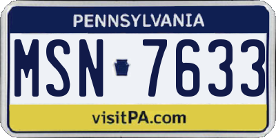 PA license plate MSN7633