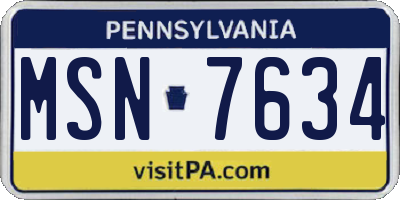 PA license plate MSN7634