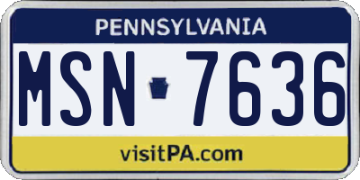 PA license plate MSN7636
