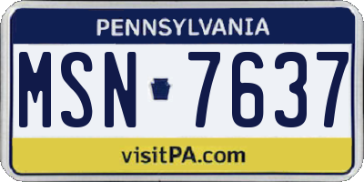 PA license plate MSN7637