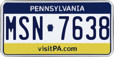 PA license plate MSN7638
