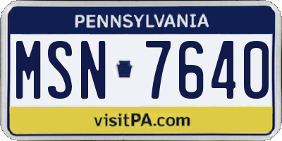 PA license plate MSN7640