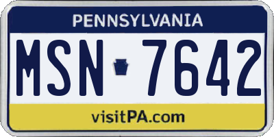 PA license plate MSN7642