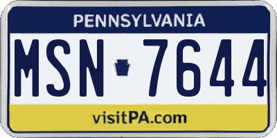 PA license plate MSN7644